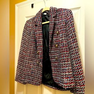 Venus Red, White, and Blue Tweed Cape